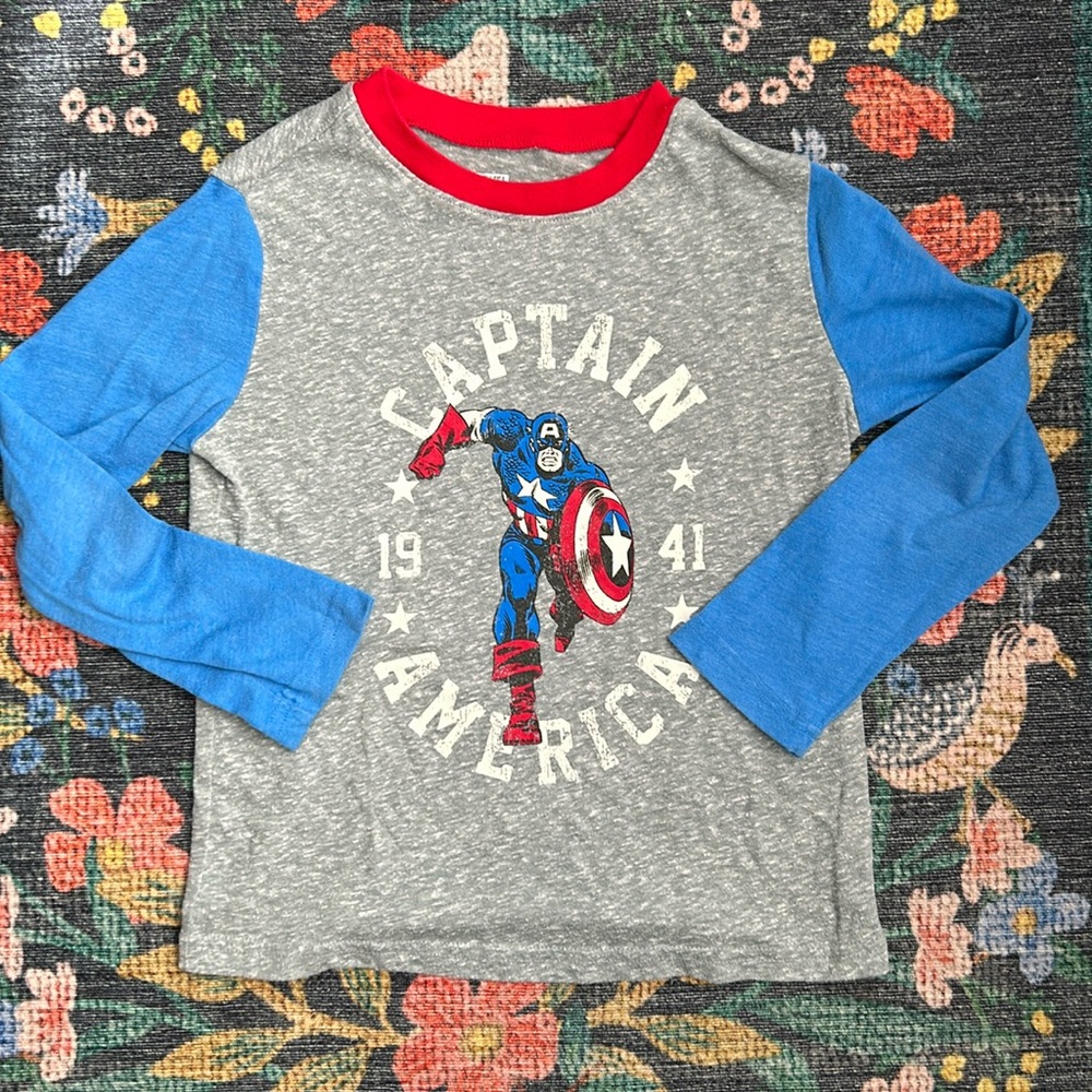 Jumping Beans Captain America Superhero Baseball Tee, Size 5